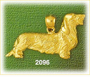 14K Gold Long Haired Dachshund Charm