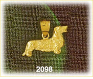 14K Gold Long-Haired Standard Dachshund Charm