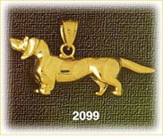 14K Gold 3D Dachshund Charm