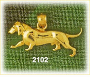 14Kt Gold Basset Hound Charm