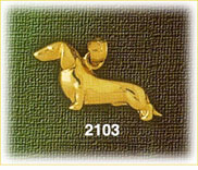 14K Gold Dachshund Hound Charm