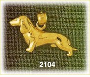 14K Gold Dachshund Hound Dog Charm