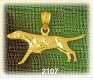 14K Gold Pointer Dog Charm