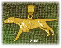 14K Gold English Pointer Dog Charm
