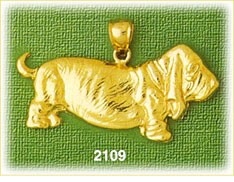 14K Gold Basset Hound Charm