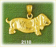 14K Gold Basset Hound Dog Charm