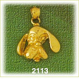 14K Gold Bloodhound Dog Face Charm