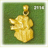 14K Gold Panting Dog Face Charm
