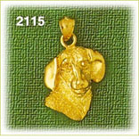 14K Gold Textured Dog Head Charm