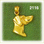 14K Gold Friendly Dog Face Charm