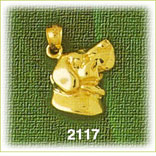 14K Gold Amiable Dog Face Charm