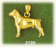 14K Gold Boston Terrier 3D Dog Charm