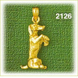 14K Gold Begging 3D Dog Charm