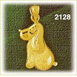 14K Gold Sitting Dog Charm