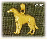 14K Gold Borzoi Dog Charm