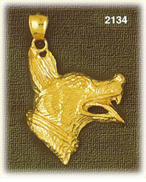 14K Gold Panting Dog Profile Charm