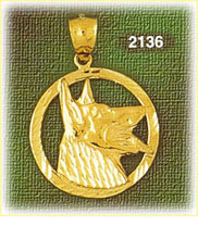 14K Gold Encircle Dog Face Charm