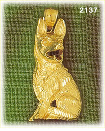 14K Gold Dog w/Perked Ears Charm