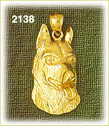 14K Gold Domestic Dog Head Charm