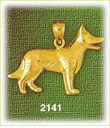 14K Gold Dog Standing Profile Charm