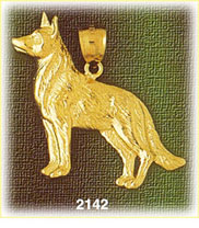 14K Gold German Shepherd Charm