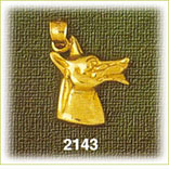 14K Gold Polished Dog Head Charm