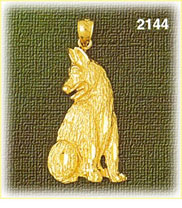 14K Gold Furry Dog Charm