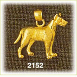 14K Gold Textured Dog Charm