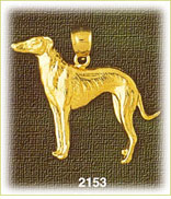 14K Gold Greyhound Hunting Dog Charm