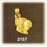 14K Gold Bulldog Face Charm