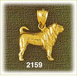 14K Gold 3D Bulldog Charm