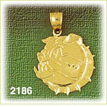 14K Gold Bulldog w/Spiked Collar Charm