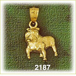 14K Gold Miniature Bulldog Charm