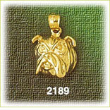14K Gold Bull Dog Face Charm