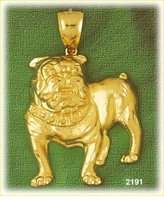 14K Gold Bull Dog w/Collar Charm