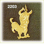 14K Gold Dog w/Bone Charm