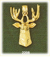 14K Gold Deer Head Charm