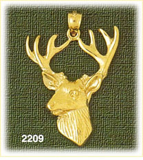 14K Gold Deer w/Antlers Charm