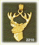 14K Gold Deer Head Profile Charm