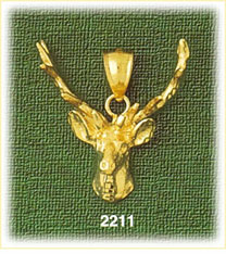 14K Gold Male Deer w/Antlers Charm