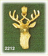 14K Gold Stag w/Antlers Charm
