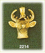 14K Gold Young Deer w/Antlers Charm