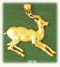 14K Gold Leaping Deer Charm