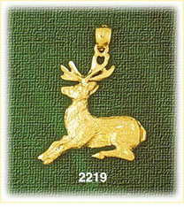 14K Gold Reindeer Charm