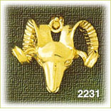 14K Gold Ram Head Charm
