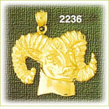 14K Gold Rams Head Charm
