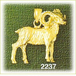 14K Gold 3D Ram Charm
