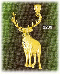 14K Gold Standing Elk Charm