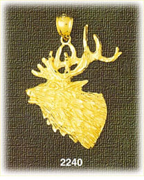 14K Gold Moose Head Charm