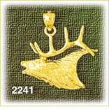 14K Gold Moose Head w/Antlers Charm